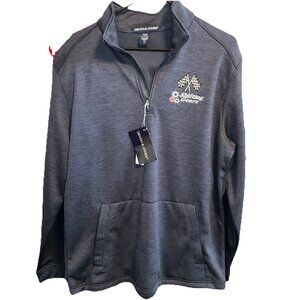 Devon & Jones DG798 Men's Large Navy Heather Fleece Quarter-Zip Embroidered